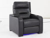 1 Seat Electric Recliner Chair Home Cinema Sofa | Real Leather Chair in Black with Power Headrest + LED Cup Holders + Storage - Trapani - 25