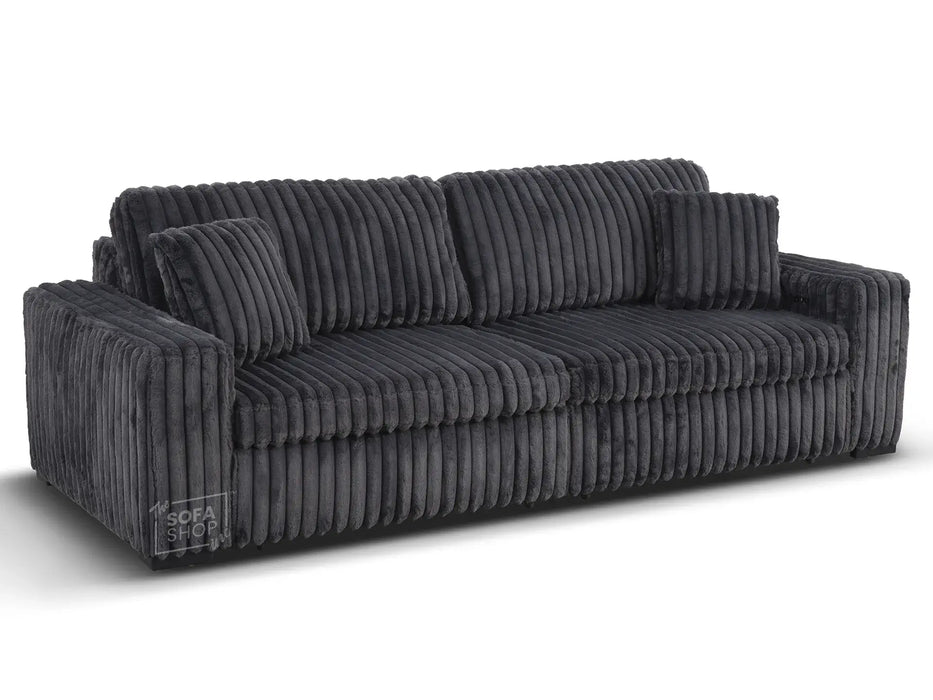 Extendable Electric Sofa - Bed in Grey Corduroy Fabric | 3 Seater Smart Cinema Couch with Power Sliding Motion | USBc Charging Ports | Palma