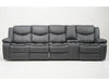 4 Seater Electric Recliner Sofa in Grey Leather | Different Colour Stitching on Left-Hand Facing and Right-Hand Facing Sides | Highgate | Second Hand Sofa 85 (New – Mismatched Stitching)