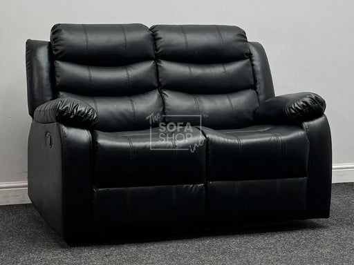 Sortino 2 Seater recliner sofa in black leather - Scuffs At Back - Second Hand Sofas 137