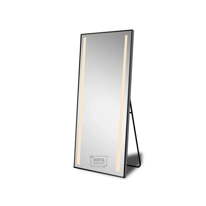 Rectangular Large Mirror with Lighting in Black, Gold, or Silver