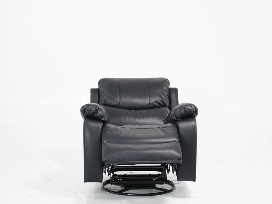 Black Leather Rocking & Swivel Massage Chair - 13