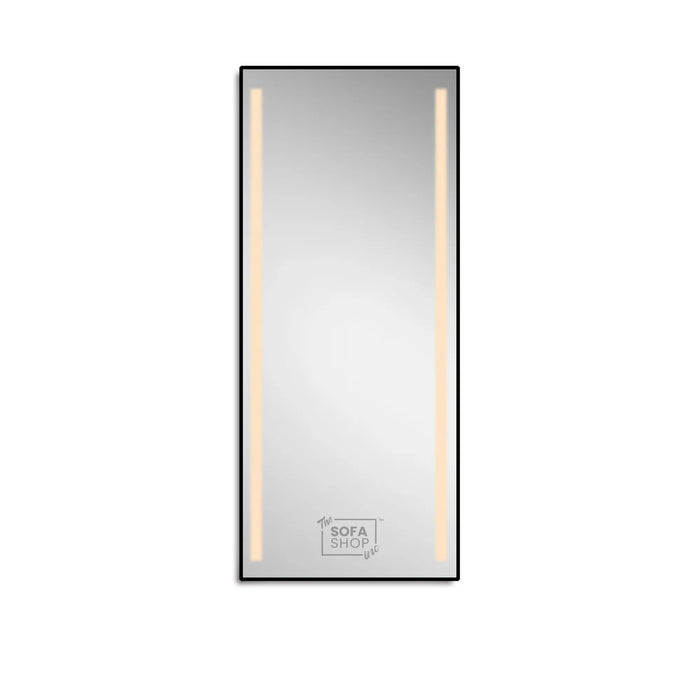 Rectangular Hanging Mirror with LED Light and Frame Design in Gold, Silver, or Black