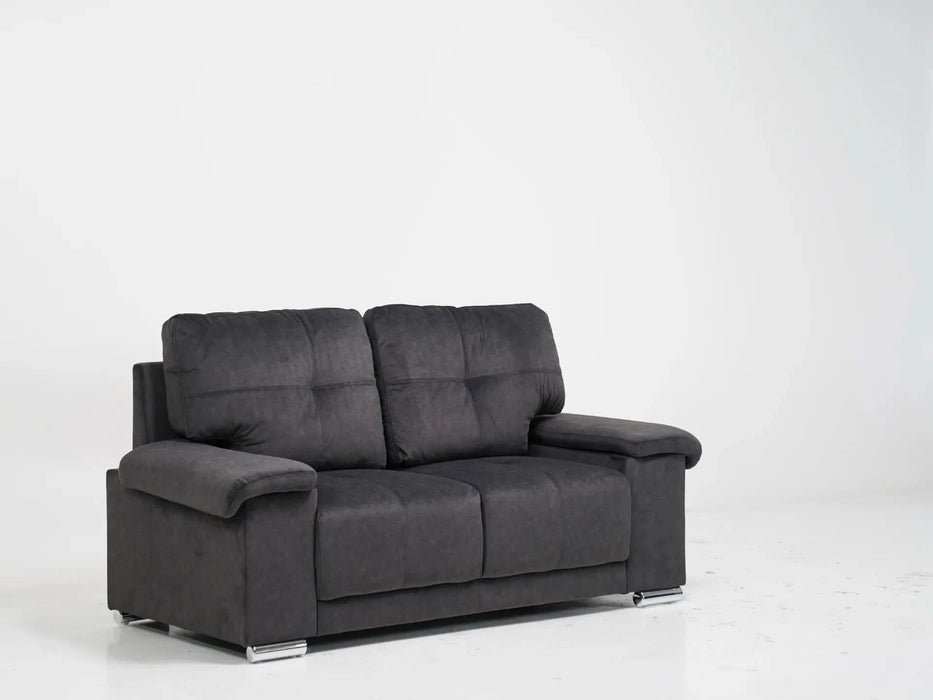 2 Seater In Dark Grey Velvet With Chrome Feet Kansas - Sample Sofas 19