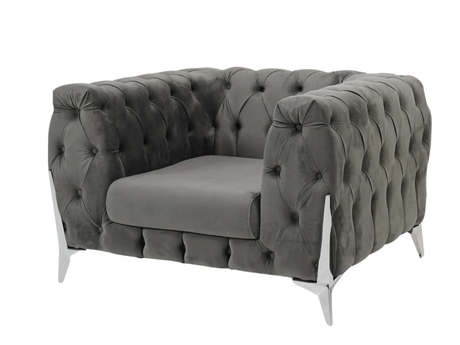 Sandringham Grey Velvet Armchair  Good Condition | Second Hand Sofas 18