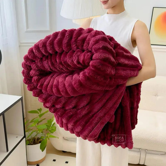 Premium Red Flannel Plush Blanket 150x200cm | Warm Soft Plush Throw for Couch, Bed And Sofa | The Sofa Shop