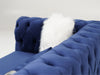 Sandringham 2 Seater Sofa In Blue Velvet | Missing 3 Buttons (Side Panel & Backrest) | Second Hand Sofas 31