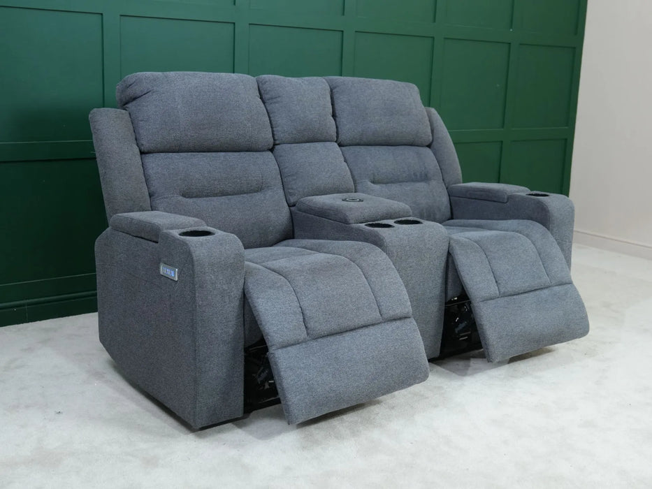 2 Seater Electric Recliner Sofa in Grey Tweed Fabric | Worn Fabric, Uneven Ears | Lawson | Ex Display Sofas 113