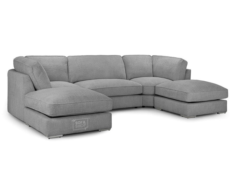 Fabric U Shape Fullback Sofa in Beige Or Grey - Inga