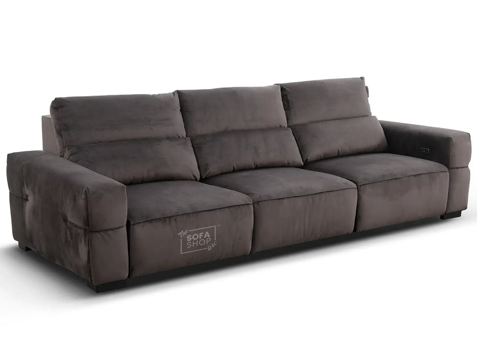 Extendable Electric Sofa - Bed in  Grey Fabric | 3 Seater Home Cinema Couch with Power Sliding Mechanism & USBc Ports | Murcia
