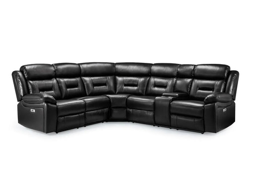 Black Leather Corner Sofa with Electric Reclining, USB Ports & Storage | Luxury Recliner Sofa with Cup Holders | Canterbury | The Sofa Shop