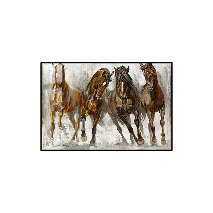 Abstract Horse Painting LED Canvas 150 x 100 cm | Equine Wall Art With Concealed LED Backlighting + Crystal-Porcelain Finish + Gold Aluminium Frame | The Sofa Shop