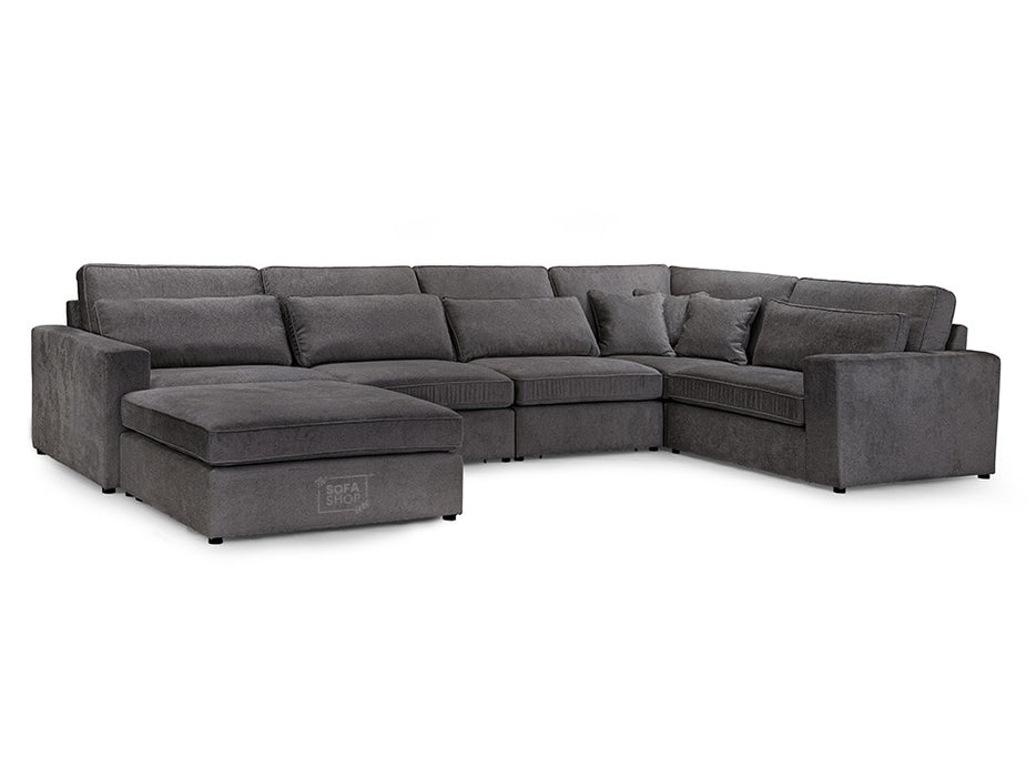 Right Hand Facing Corner Sofa in Mocha, White Or Grey Fabric - Kiana