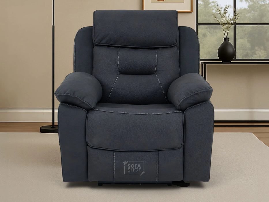 1 Seat Electric Recliner Chair Home Cinema Sofa | Fabric Chair In Charcoal Grey | Hi-Tech Chair with Massage, Heating, Padded Armrests, USB & Power Headrest | Florence