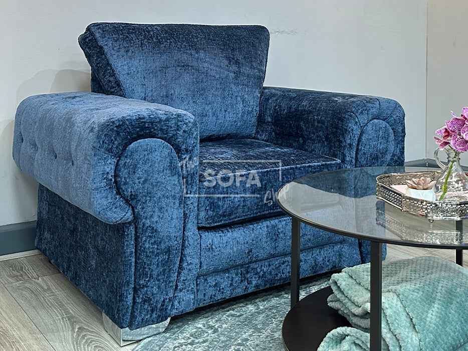 Navy Blue Velvet Accent Chair - Second Hand Sofas