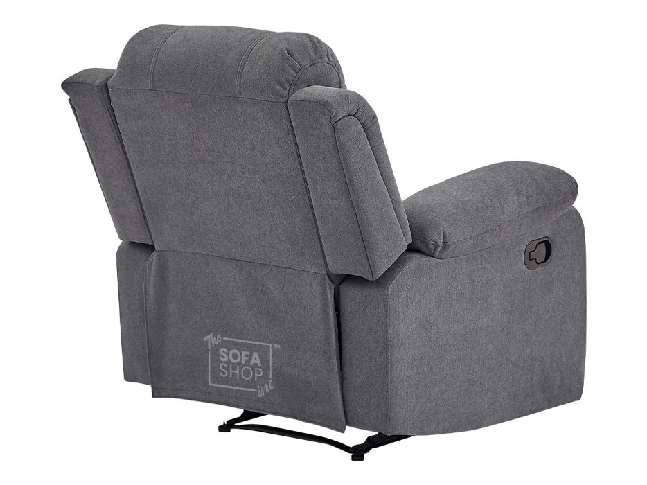 3+1 Recliner Sofa Set inc. Chair in Dark Grey Fabric with Drop-Down Table & Cup Holders - 2 Piece Trento Sofa Set