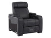 Electric Recliner Chair & Cinema Seat in Black Real Leather with USB, LED Lights and Chilled Cupholders - Rimini