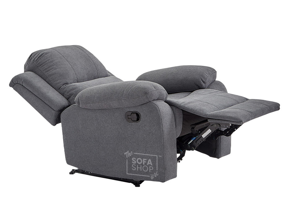 2+1 Recliner Sofa Set inc. Chair in Dark Grey Fabric - Trento