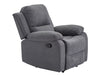 3 2 1 Recliner Sofa Set. 3 Piece Recliner Sofa Package Suite in Dark Grey Fabric with Drop-Down Table & Drinks Holder - Trento