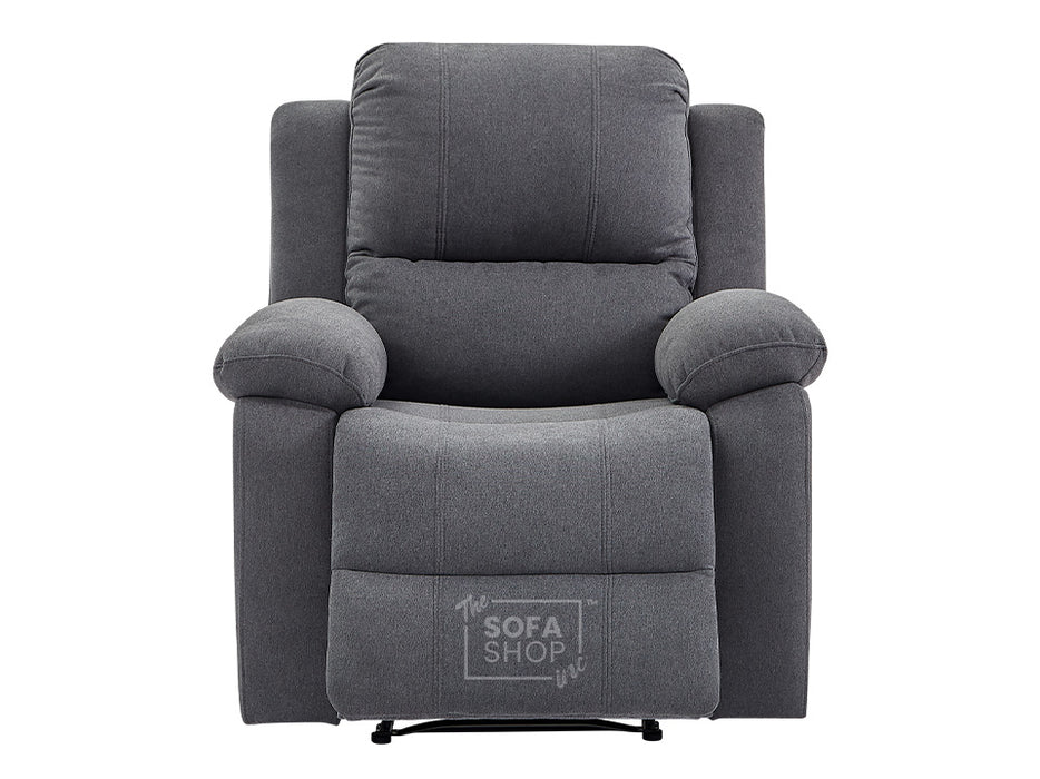 2+1 Recliner Sofa Set inc. Chair in Dark Grey Fabric - Trento