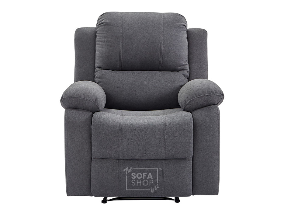 2+1 Recliner Sofa Set inc. Chair in Dark Grey Fabric - Trento