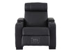 Electric Recliner Chair & Cinema Seat in Black Real Leather with USB, LED Lights and Chilled Cupholders - Rimini