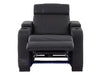 Electric Recliner Chair & Cinema Seat in Black Real Leather with USB, LED Lights and Chilled Cupholders - Rimini