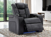 Electric Recliner Chair & Cinema Seat in Black Leather + Massage + Cup Holders + Table - Capri