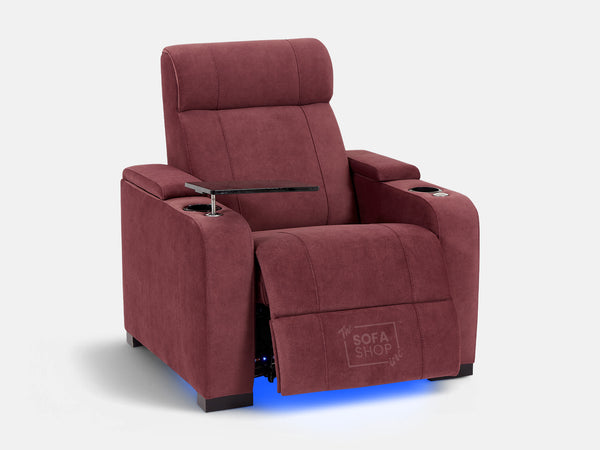 Recliner Chair with Electric Reclining, USB Ports, Cup Holders & LED Lights, Purple Velvet Sofa | Rimini | The Sofa Shop