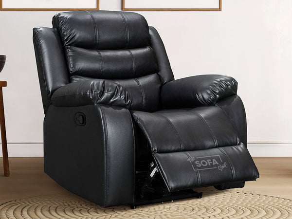 black leather chair reclined 