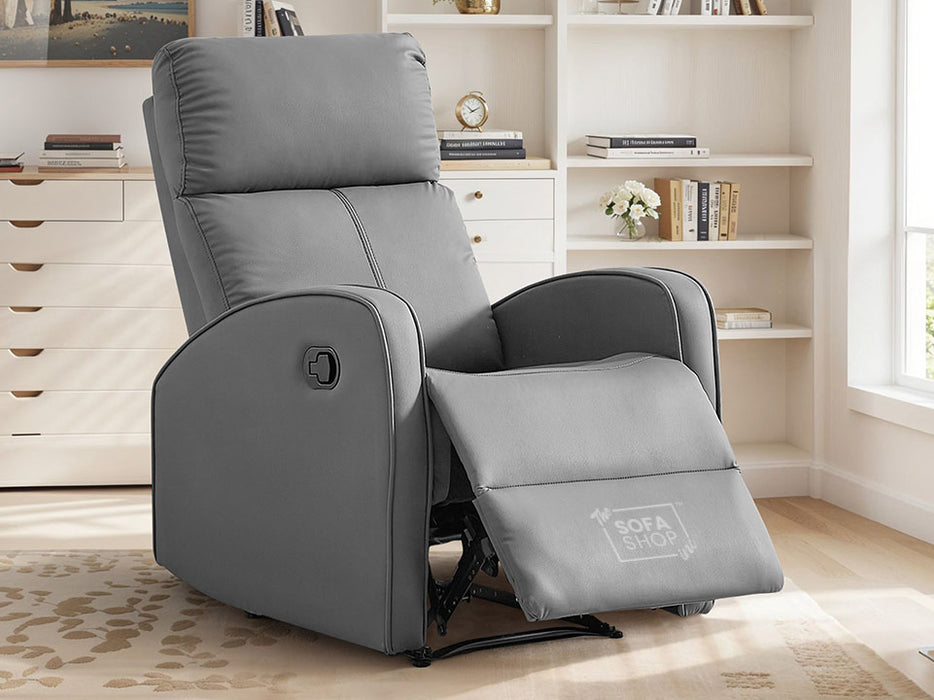 Grey Leather Recliner Chair - Parma