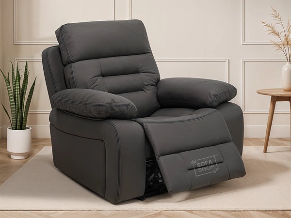 1 Seat Electric Recliner Chair Home Cinema Sofa | Fabric Couch In Grey | Hi-Tech Chair with Power + USB + Massage + Power Headrest | Tuscany Series One | Sofa Sale
