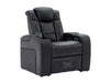 Electric Recliner Chair & Cinema Seat in Black Leather + Massage + Cup Holders + Table - Capri