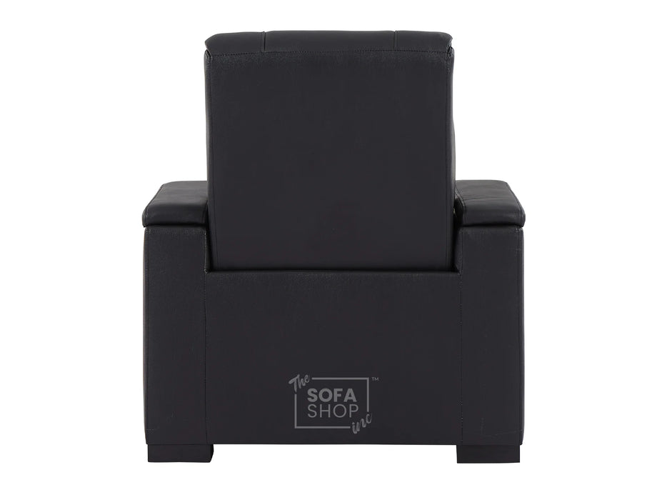 3+1 Seater Electric Recliner Sofa Set & Cinema Seats in Black Real Leather With Chilled Cuphoders & USB Ports - Rimini