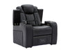 Electric Recliner Chair & Cinema Seat in Black Leather + Massage + Cup Holders + Table - Capri