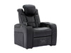 Electric Recliner Chair & Cinema Seat in Black Leather + Massage + Cup Holders + Table - Capri