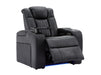 Leather Recliner Chair Electric with Cinema Seat with Tray Table, Cupholders, Massage Ultimate Relaxtion | Black Leather Aire | Capri | The Sofa Shop