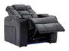 Electric Recliner Chair & Cinema Seat in Black Leather + Massage + Cup Holders + Table - Capri