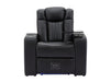 Electric Recliner Chair & Cinema Seat in Black Leather + Massage + Cup Holders + Table - Capri