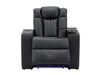 Electric Recliner Chair & Cinema Seat in Black Leather + Massage + Cup Holders + Table - Capri