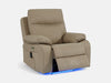 Electric Recliner Chair & Cinema Seat In Beige Resilience Fabric With White Stitching, Power Headrest - Vinsonova