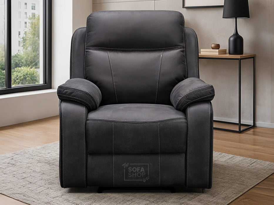 1 Seat Electric Recliner Chair Home Cinema Sofa | Fabric Chair In Grey | Hi-Tech Chair with Power + USB + Adjustable Headrest | Vinson