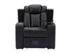 Electric Recliner Chair & Cinema Seat in Black Leather + Massage + Cup Holders + Table - Capri