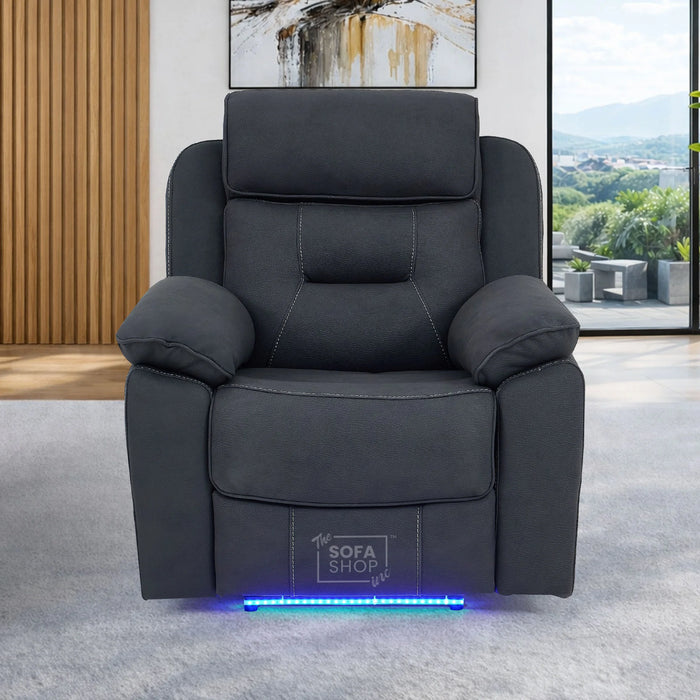 3+2+1 Piece Electric Home Cinema Sofa Set | Fabric Couch Suite Package In Charcoal Grey | Hi-Tech Sofa Set with Power Sockets + Massage + Heating + Speakers | Florence