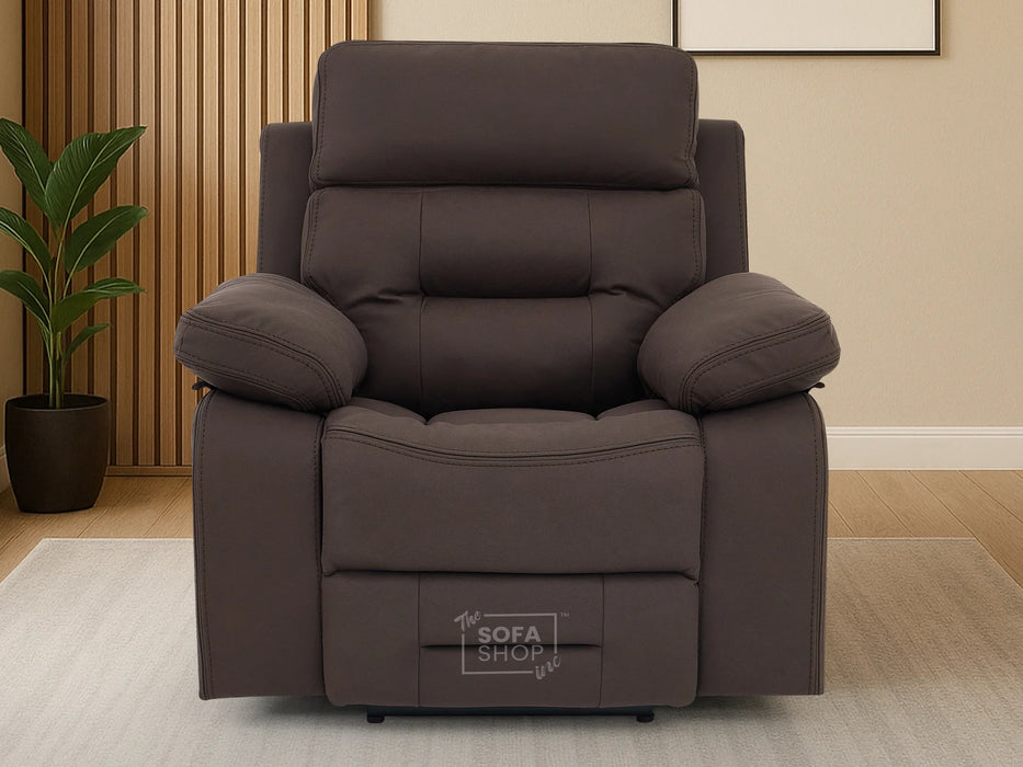 3+1 Electric Recliner Sofa Suite in Brown Resillience Fabric | Hi-Tech Cinema Set with Massage, Drop-Down Table, Power Headrest, Power Recliner, Storage Drawer, USB & Wireless Charging  | Sicily