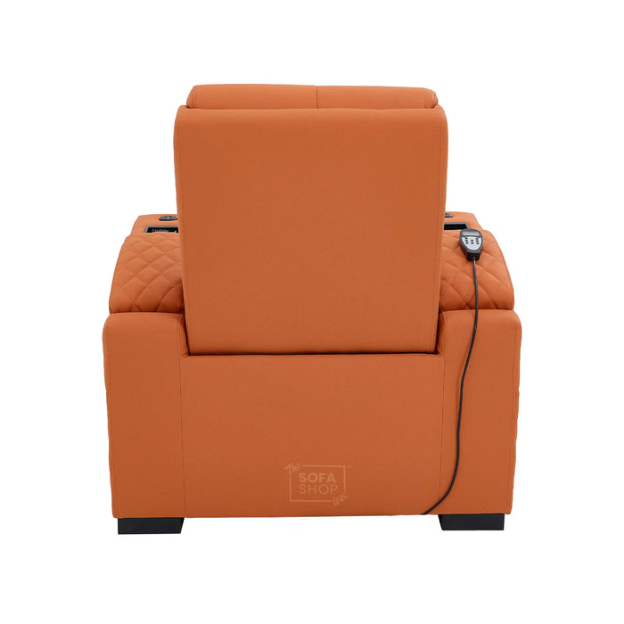 1 Seater Real Leather High-Tech Electric Recliner Cinema Chair in Orange | Hi-Tech Cinema Couch with  Massage, Heat, Cooling  & Heating Cup Holder | Assisi | The Sofa Shop