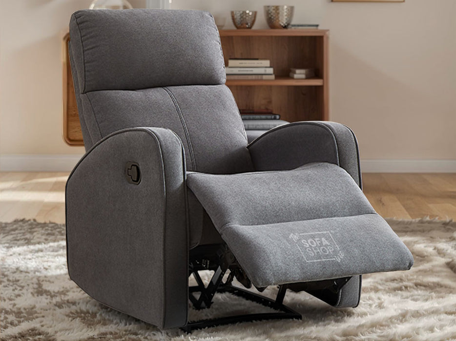 Recliner Chairs in Dark Grey Fabric - Parma