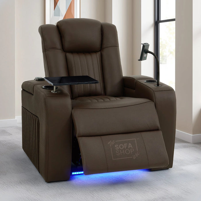 Real Leather 2+1 Electric Recliner Cinema Sofa Set in Dark Brown | 2 Piece Sofa Set with Massage, USB Ports, Cup Holders, Storage Boxes & Wireless Charger | Capri | The Sofa Shop