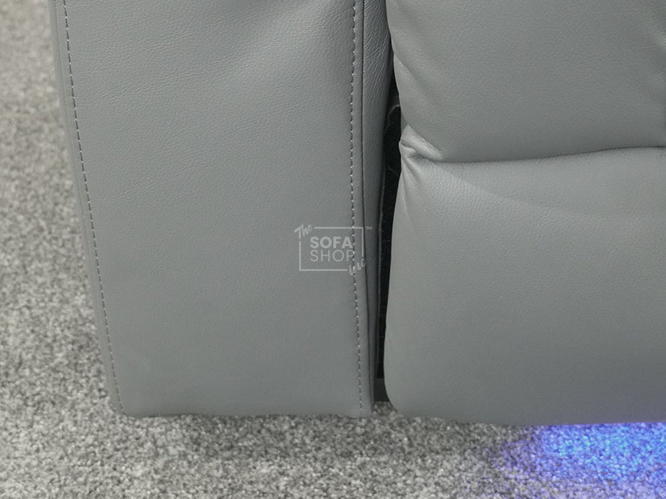 Siena 3 Seater Electric Recliner Sofa Grey Leather - Rip On Side Pannel Near Ear & Wirless Charger Not Working -  Second Hand Sofas 28