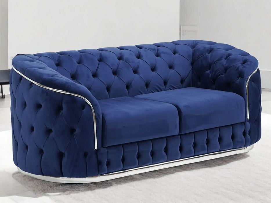 Knightsbridge Blue Velvet 2 Seater Sofa| Minor Stains | Good Condition - Second Hand Sofas 15